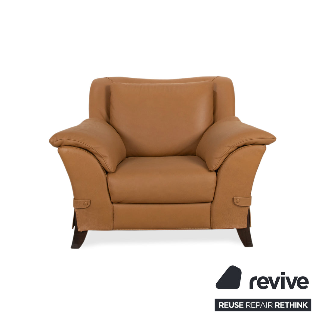 Natuzzi Leder Sessel Braun Cognac