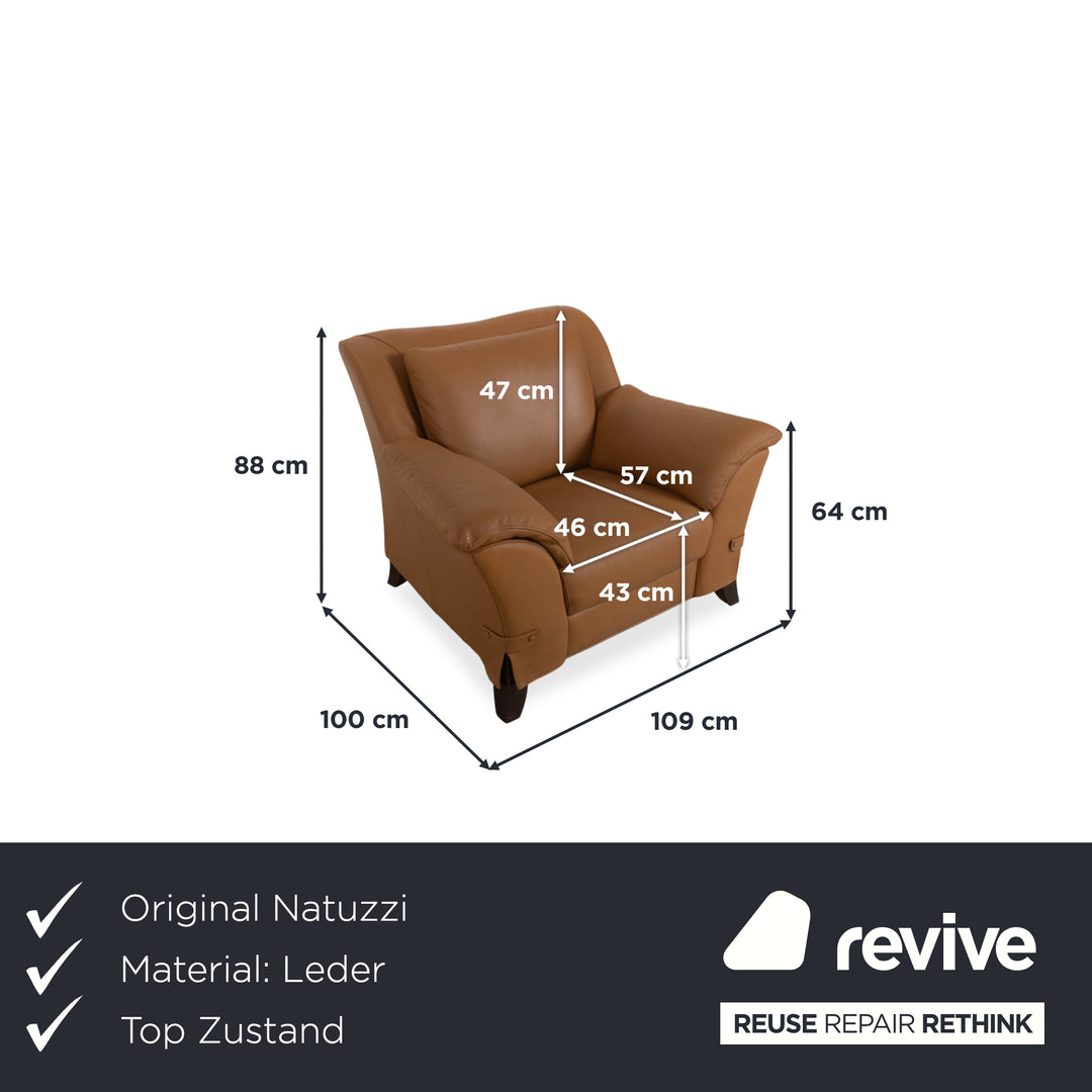 Natuzzi Leder Sessel Braun Cognac