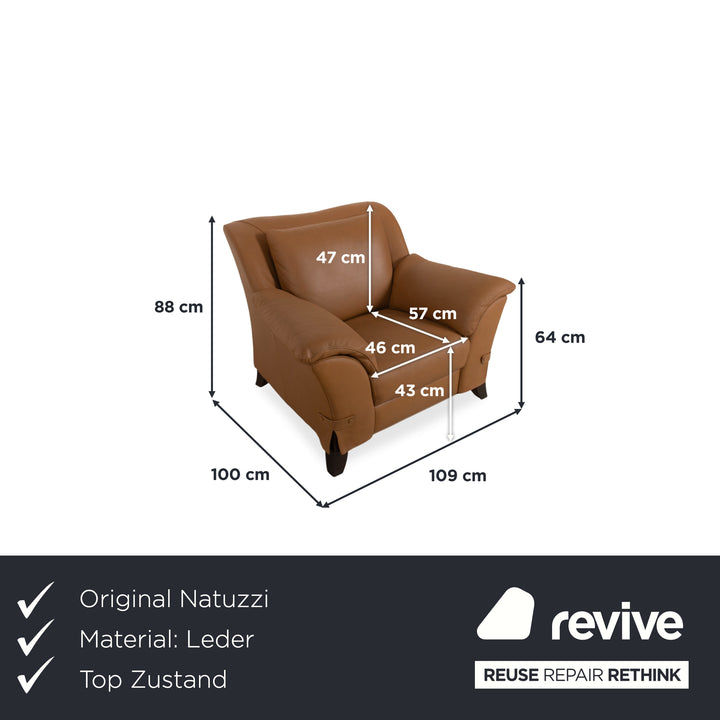 Natuzzi Leder Sessel Braun Cognac