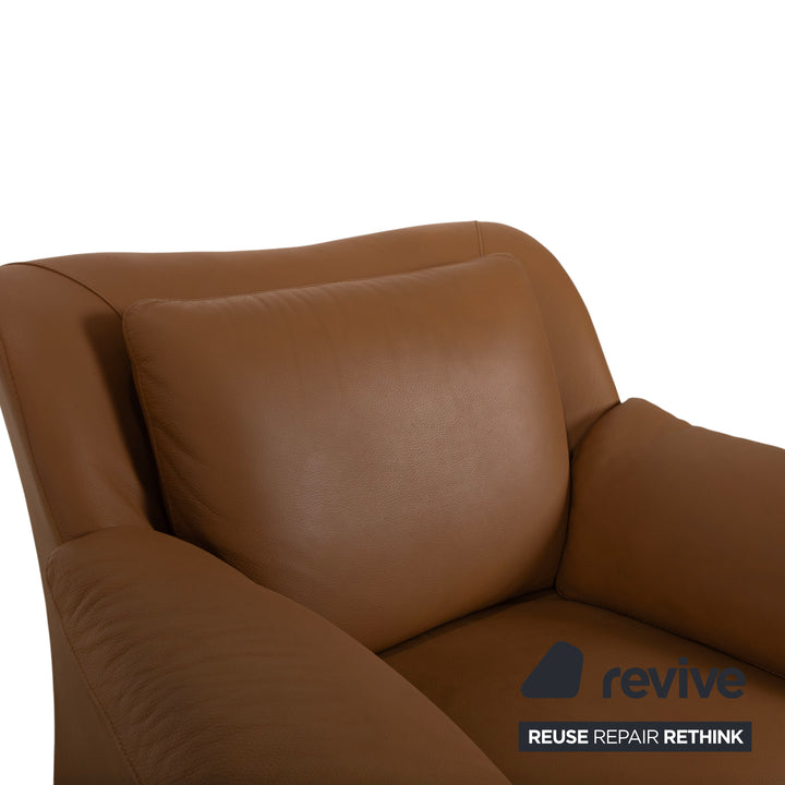 Natuzzi Leder Sessel Braun Cognac