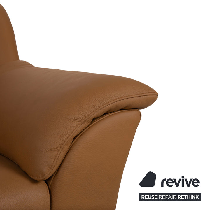 Natuzzi Leder Sessel Braun Cognac