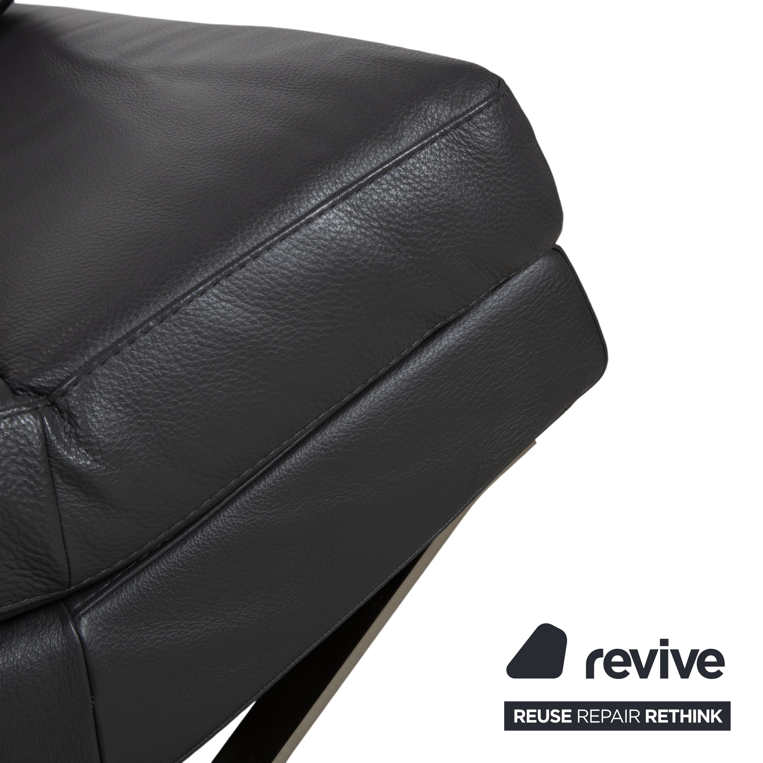 Natuzzi Relevé Leder Zweisitzer Schwarz Sofa Couch