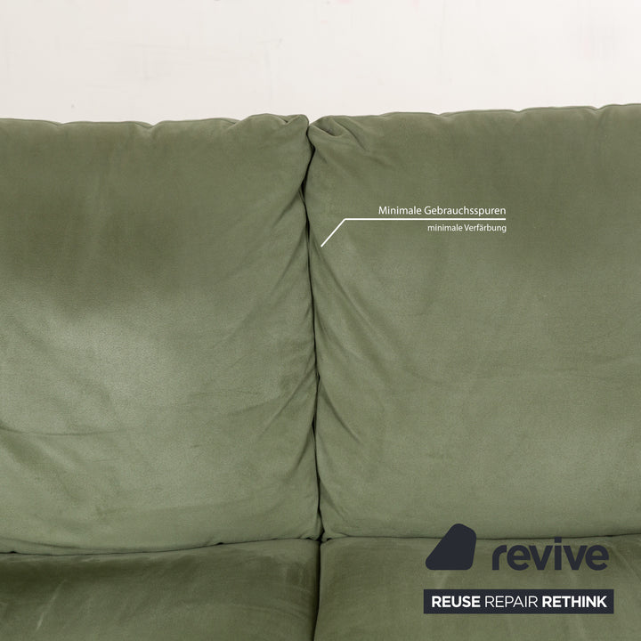 Natuzzi Stoff Dreisitzer Grün Sofa Couch