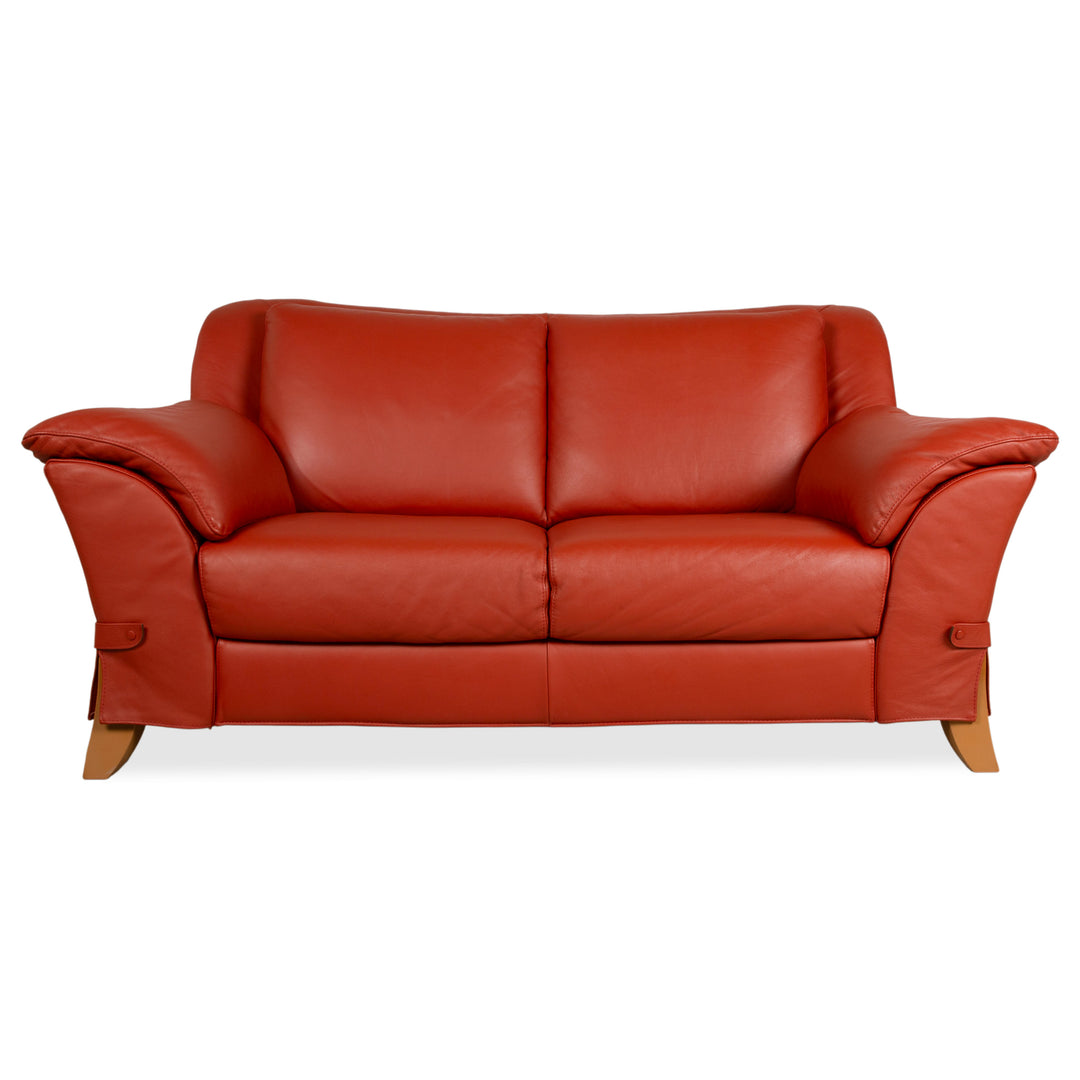 Natuzzi Two-seater Leather Red Sofa