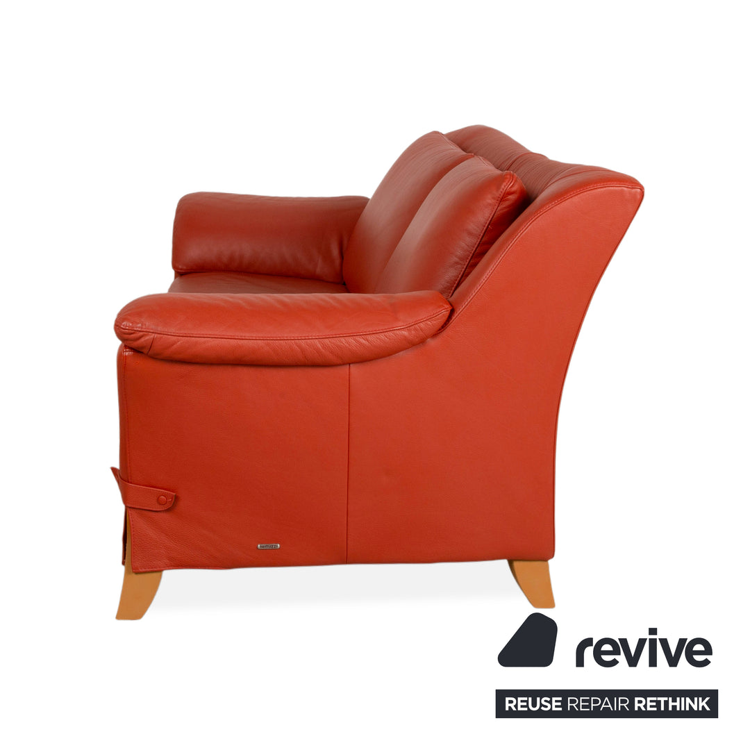 Natuzzi Two-seater Leather Red Sofa