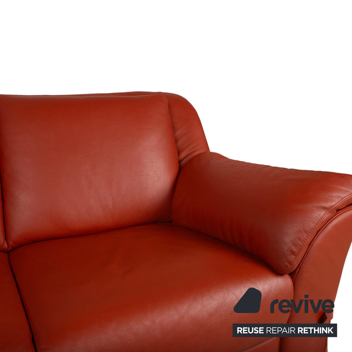 Natuzzi Two-seater Leather Red Sofa