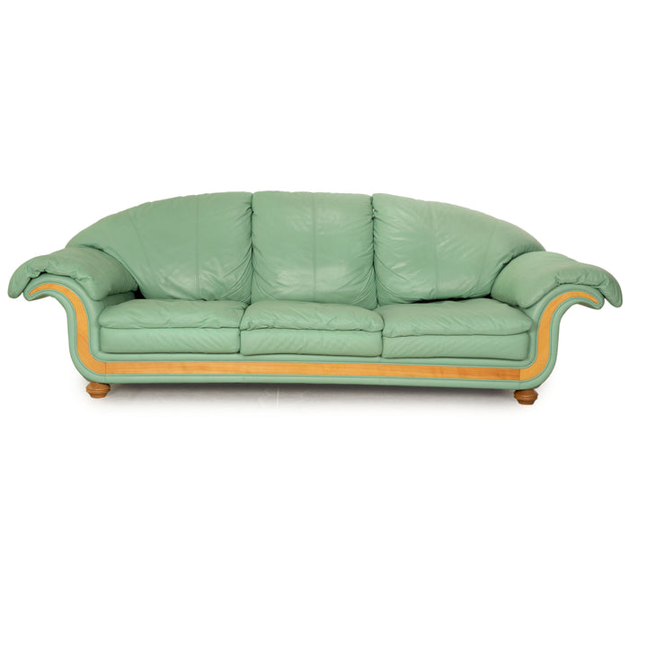 Nieri Divani Leder Dreisitzer Grün Mint Sofa Couch