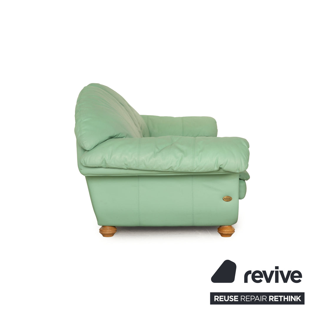 Nieri Divani Leder Dreisitzer Grün Mint Sofa Couch