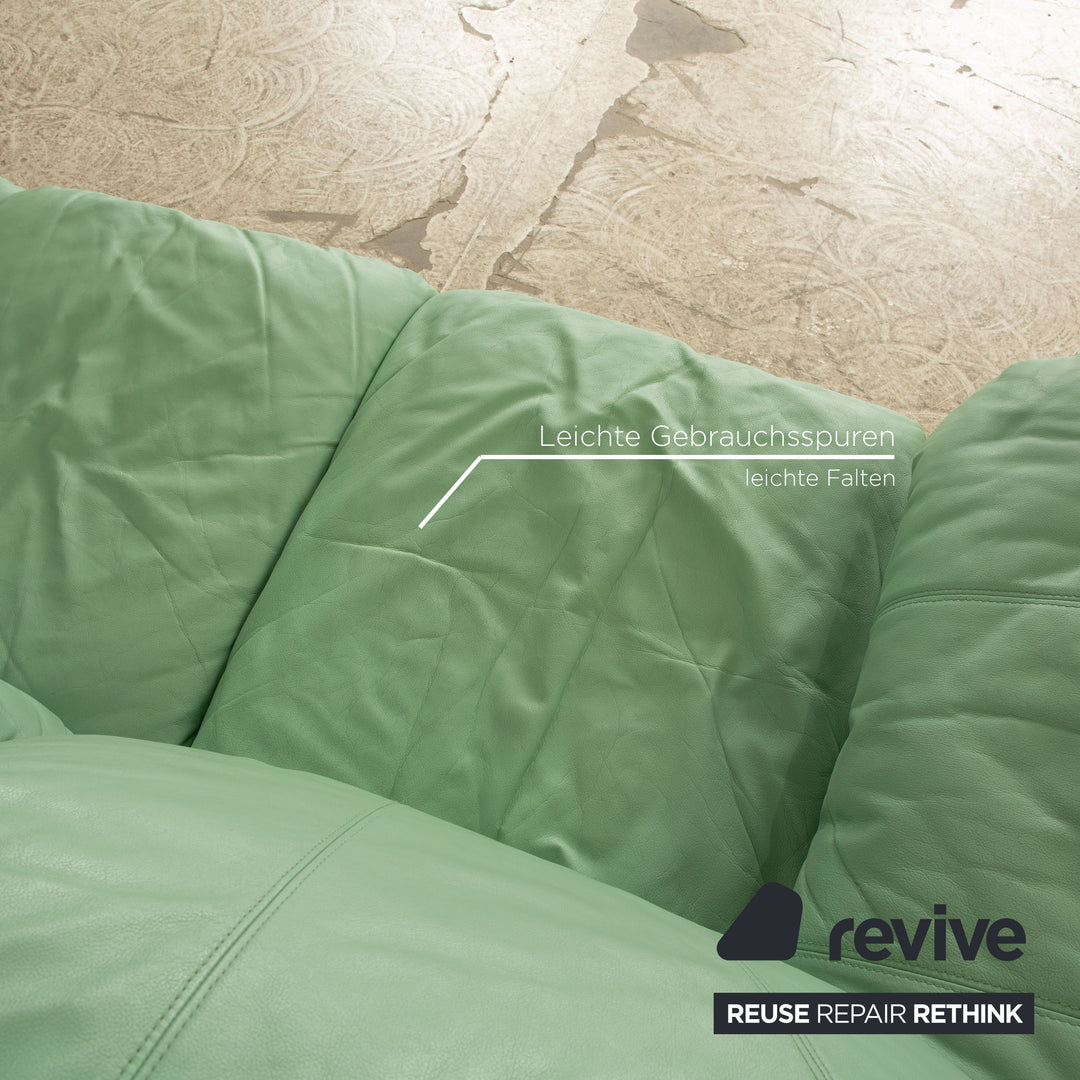 Nieri Divani Leder Dreisitzer Grün Mint Sofa Couch