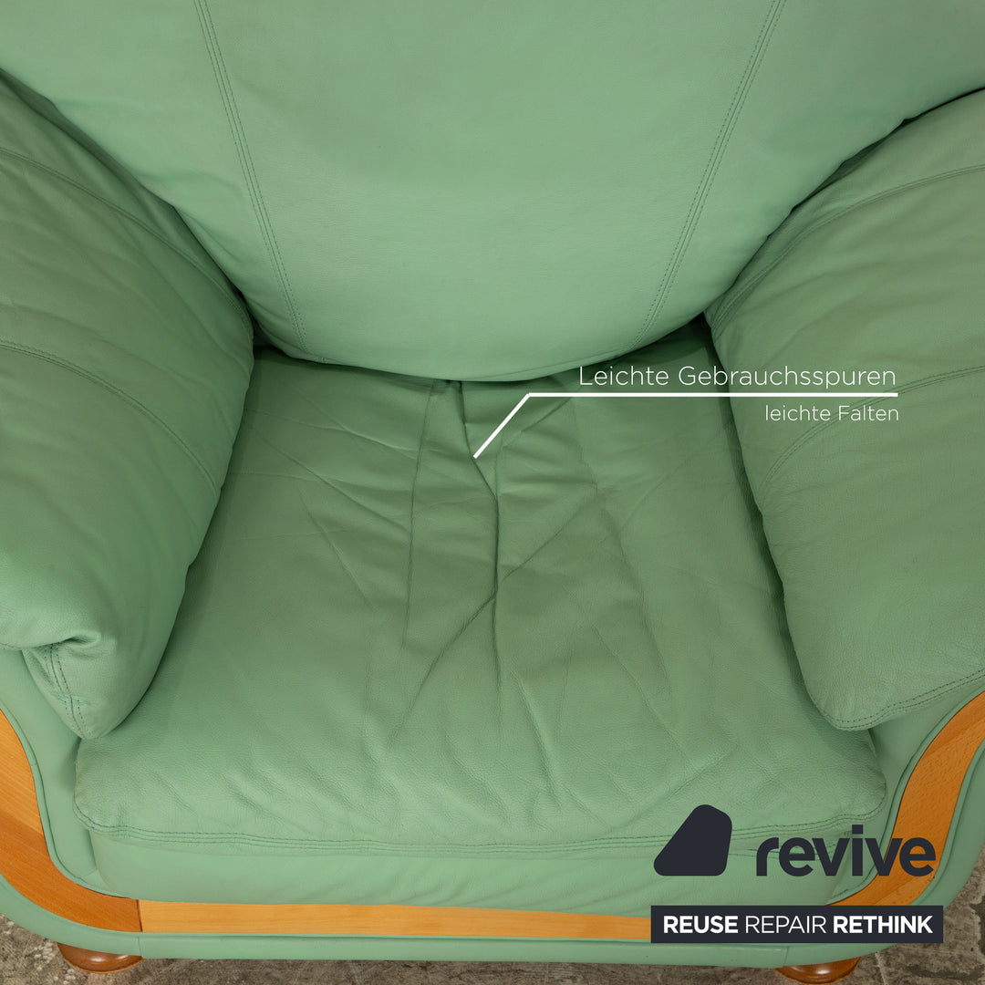 Nieri Divani Leather Armchair Green Mint