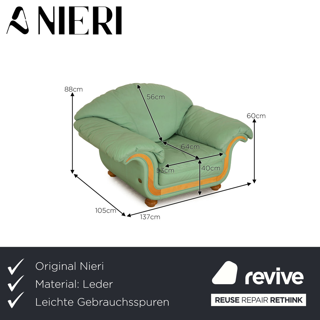 Nieri Divani Leather Armchair Green Mint