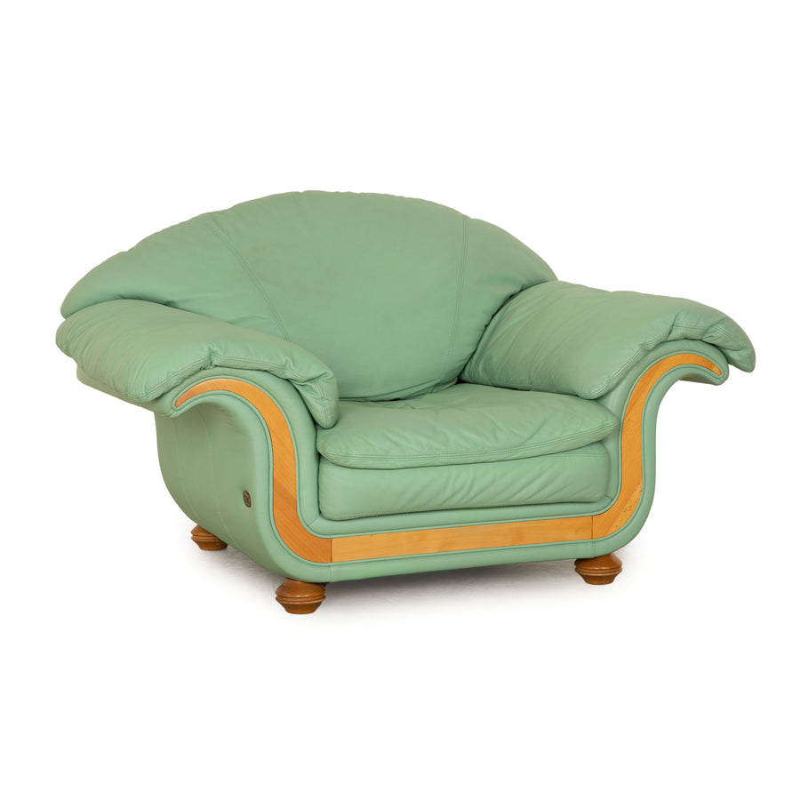 Nieri Divani Leather Armchair Green Mint