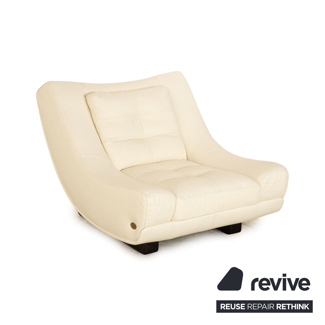 Fauteuil en cuir Nieri crème