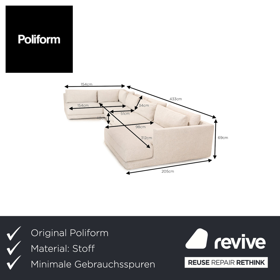 Poliform Bristol fabric corner sofa light grey sofa couch