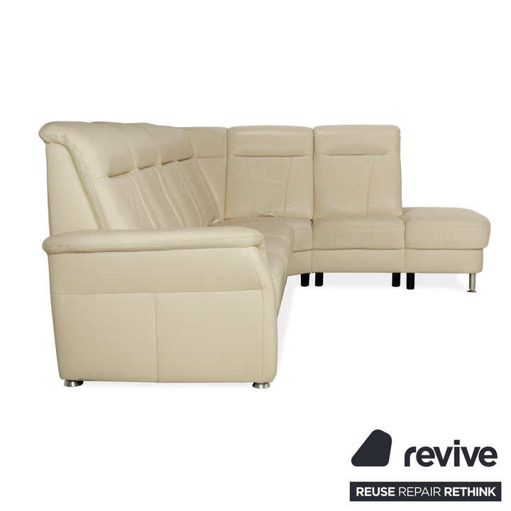 Polinova Leder Ecksofa Creme manuelle Funktion Sofa Couch