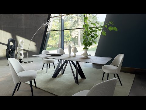 Roche Bobois CIGALE Keramik Holz Esstisch Grau Braun Ausziehfunktion