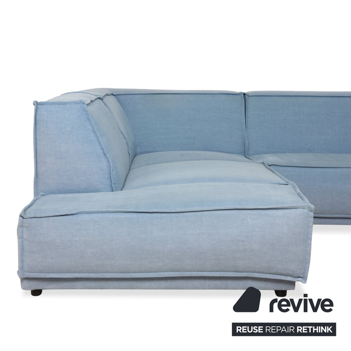 Canapé d'angle en tissu bleu clair Rivera Maison Jagger