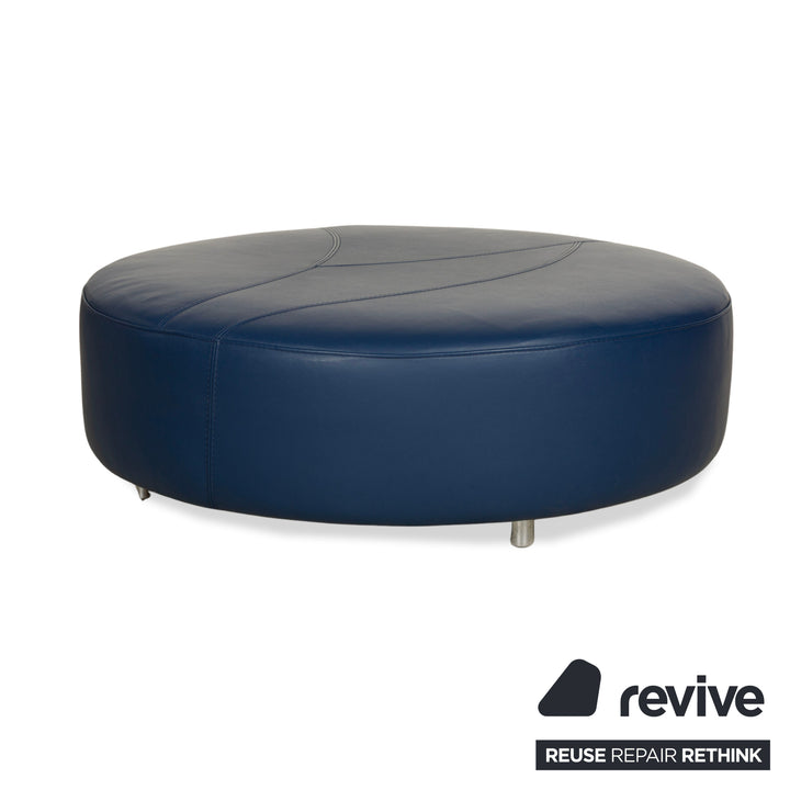 Roche Bobois TANGRAM Leather Stool Blue