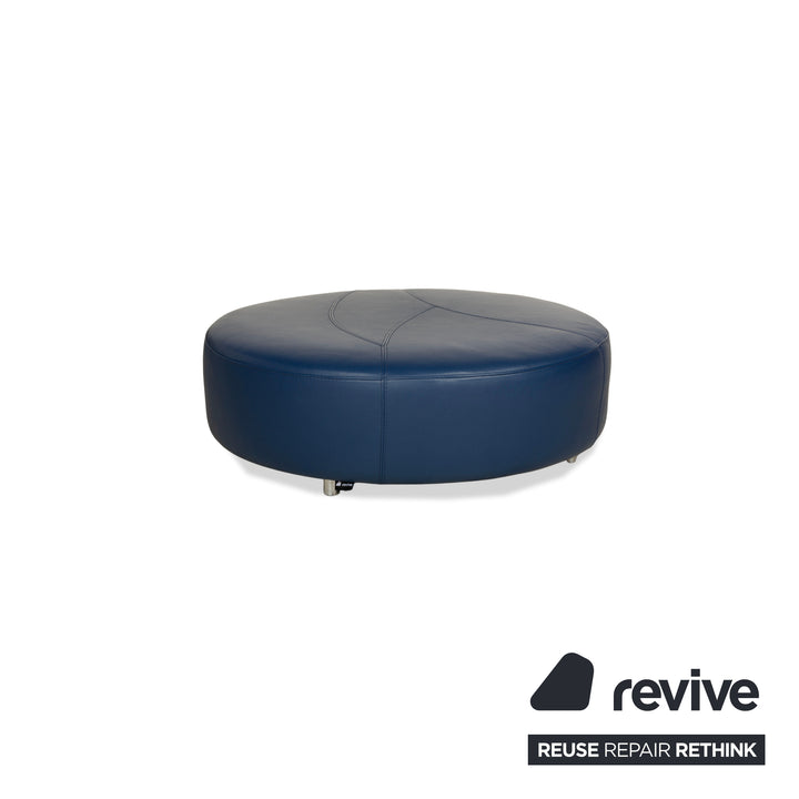 Roche Bobois TANGRAM Leather Stool Blue