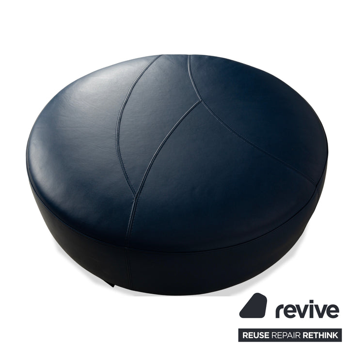Roche Bobois TANGRAM Leather Stool Blue