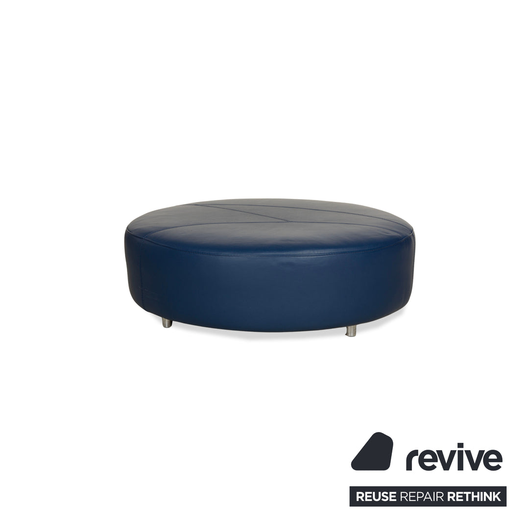 Roche Bobois TANGRAM Leather Stool Blue