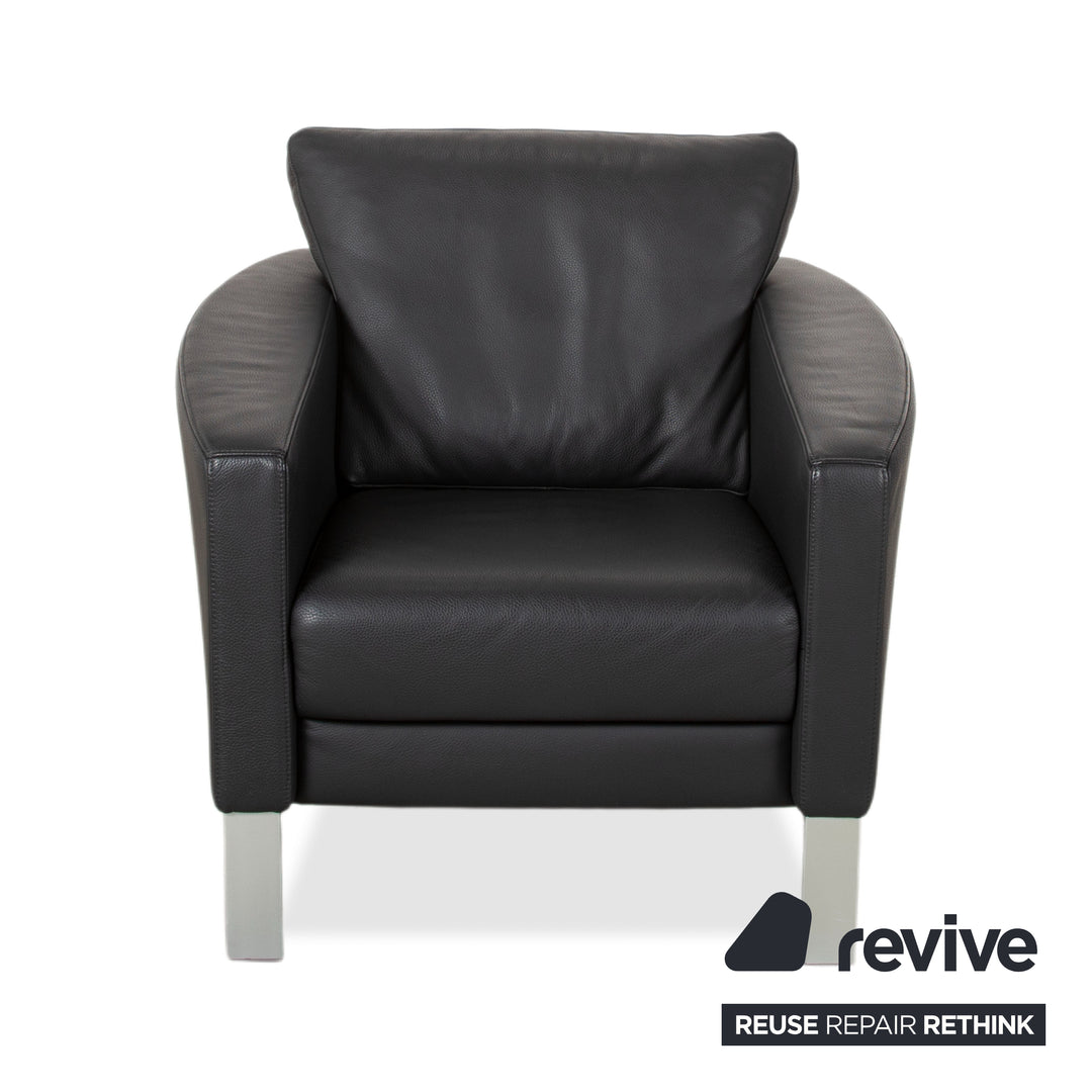 Rolf Benz 1200 Garnitur Leder 2x Sessel Schwarz