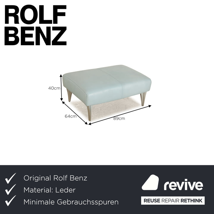 Tabouret en cuir Rolf Benz 1600 bleu clair bleu