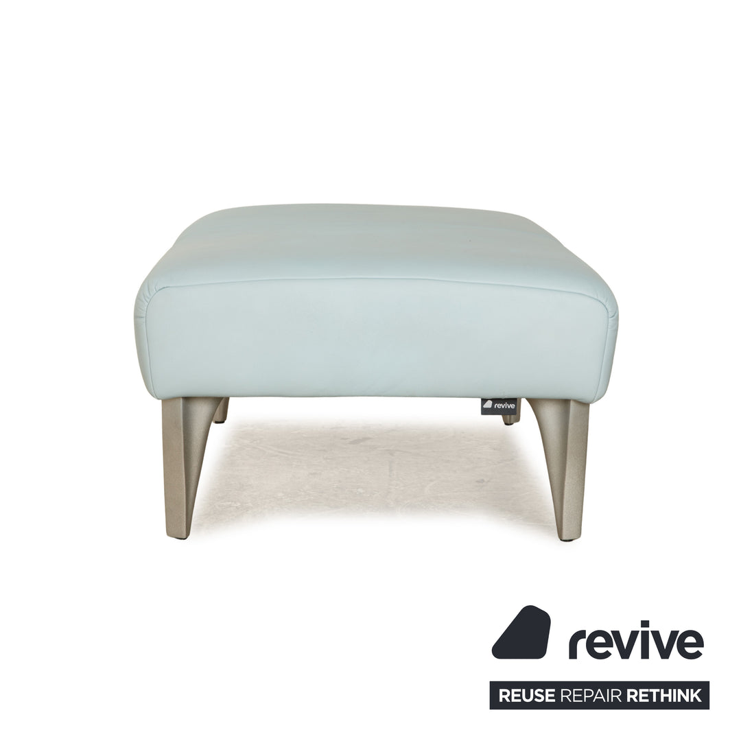 Tabouret en cuir Rolf Benz 1600 bleu clair bleu