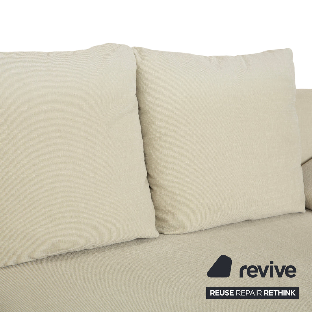 Rolf Benz 1600 Fabric Two-Seater Cream Mint Manual Function Sofa Couch