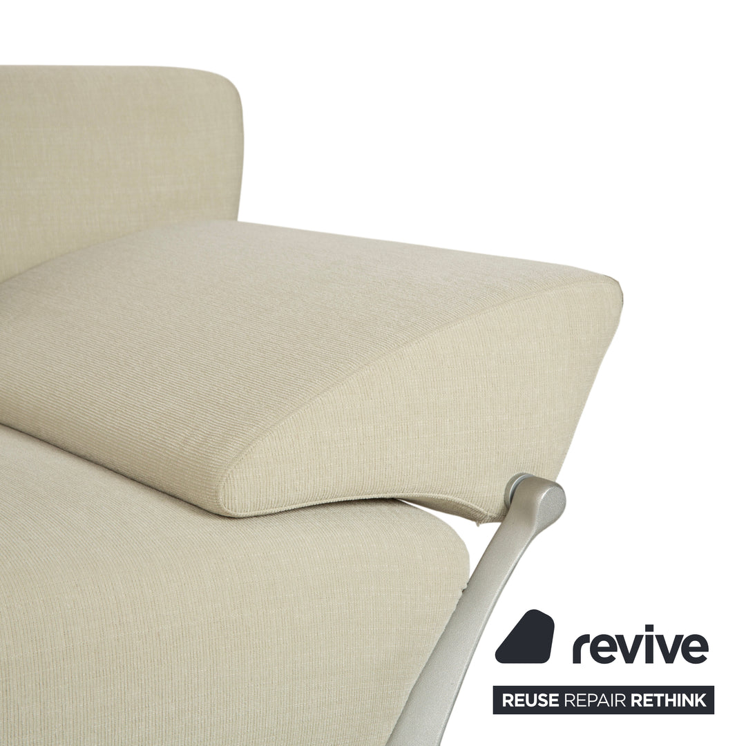 Rolf Benz 1600 Fabric Two-Seater Cream Mint Manual Function Sofa Couch