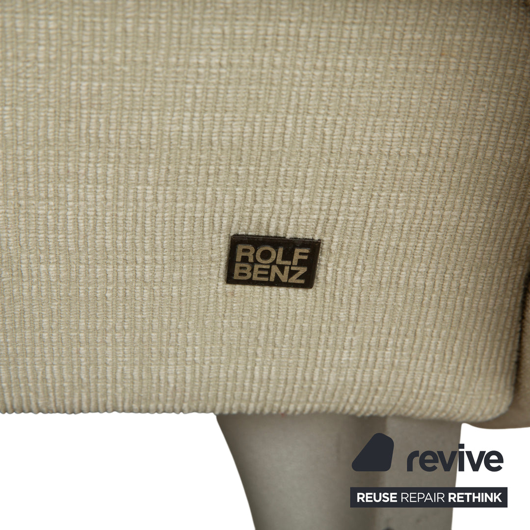 Rolf Benz 1600 Fabric Two-Seater Cream Mint Manual Function Sofa Couch