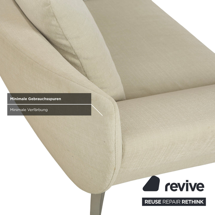 Rolf Benz 1600 Fabric Two-Seater Cream Mint Manual Function Sofa Couch