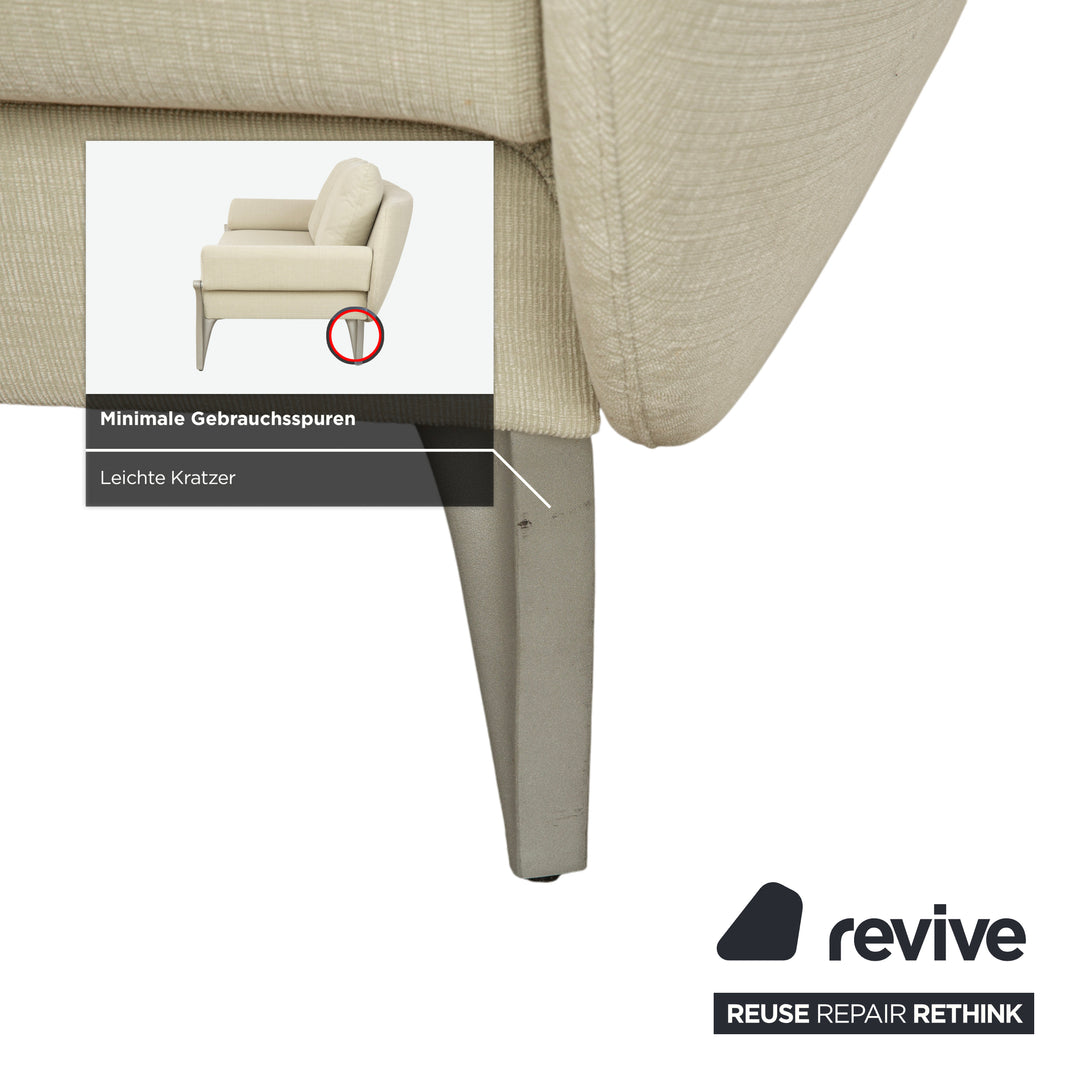 Rolf Benz 1600 Fabric Two-Seater Cream Mint Manual Function Sofa Couch