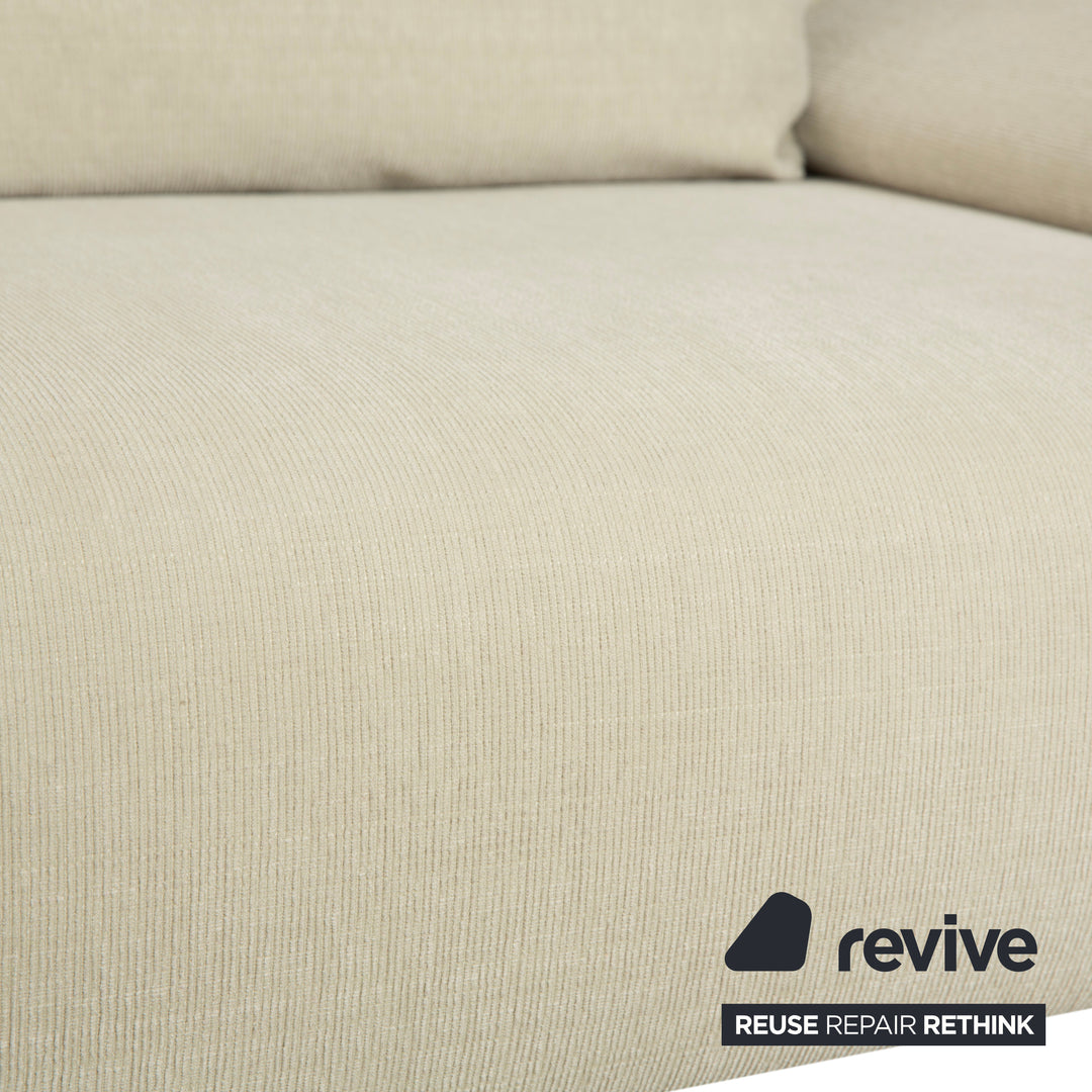 Rolf Benz 1600 Fabric Two-Seater Cream Mint Manual Function Sofa Couch