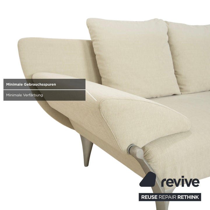 Rolf Benz 1600 Fabric Two-Seater Cream Mint Manual Function Sofa Couch