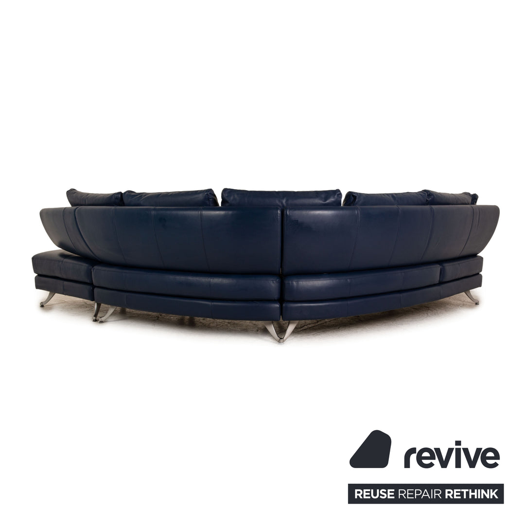 Rolf Benz 222 Canapé d'angle en cuir Bleu Canapé