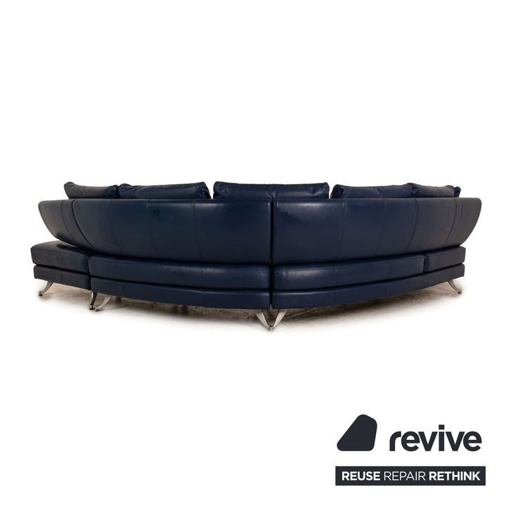 Rolf Benz 222 Canapé d'angle en cuir Bleu Canapé