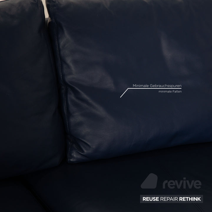 Rolf Benz 222 Canapé d'angle en cuir Bleu Canapé