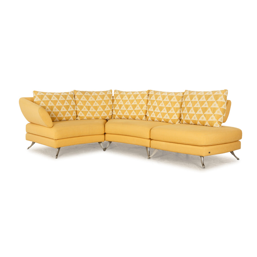 Rolf Benz 222 canapé d'angle en tissu jaune canapé à fonction manuelle