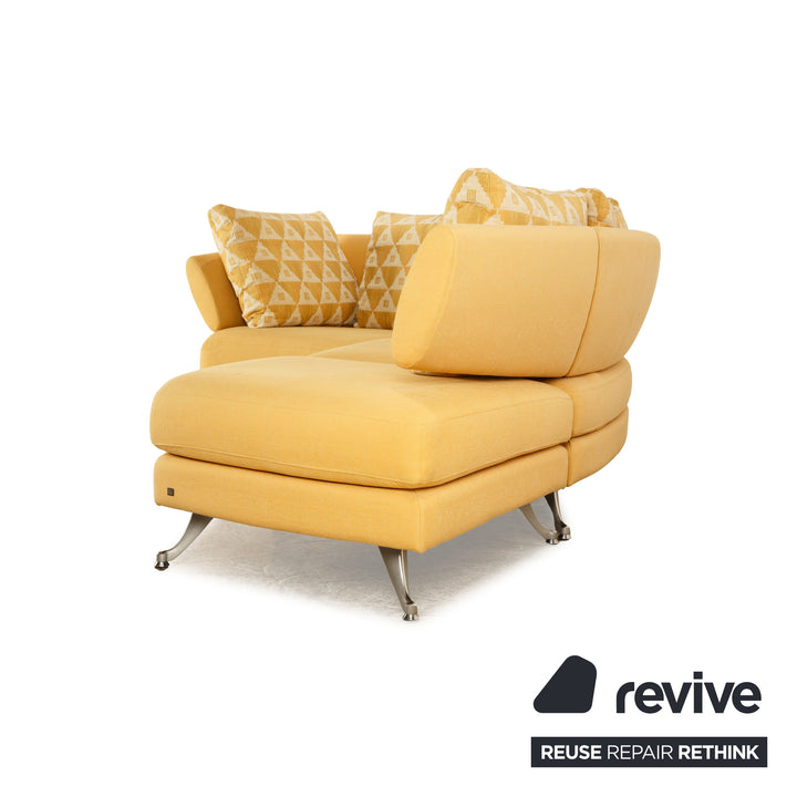 Rolf Benz 222 canapé d'angle en tissu jaune canapé à fonction manuelle