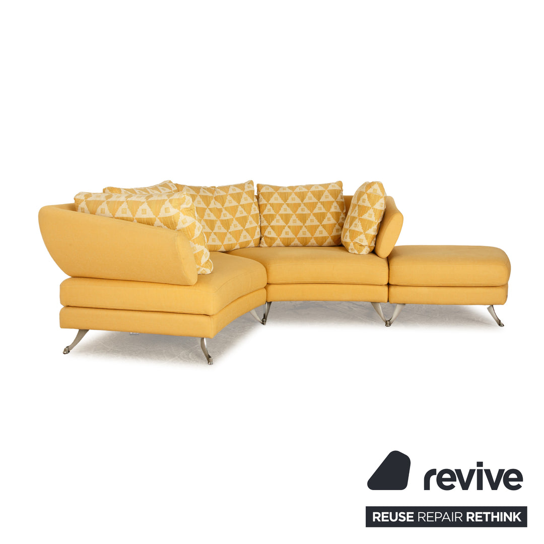 Rolf Benz 222 canapé d'angle en tissu jaune canapé à fonction manuelle