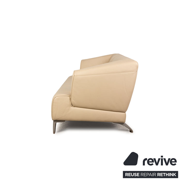 Rolf Benz 2300 Leder Dreisitzer Creme Sofa Couch