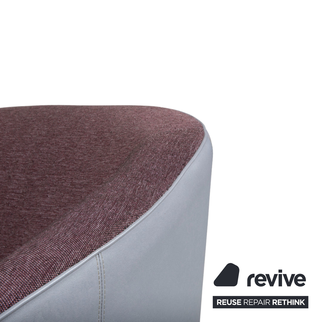 Rolf Benz 310 Suite 2x Armchair Fabric Leather Purple Wine Red Aubergine Light Grey