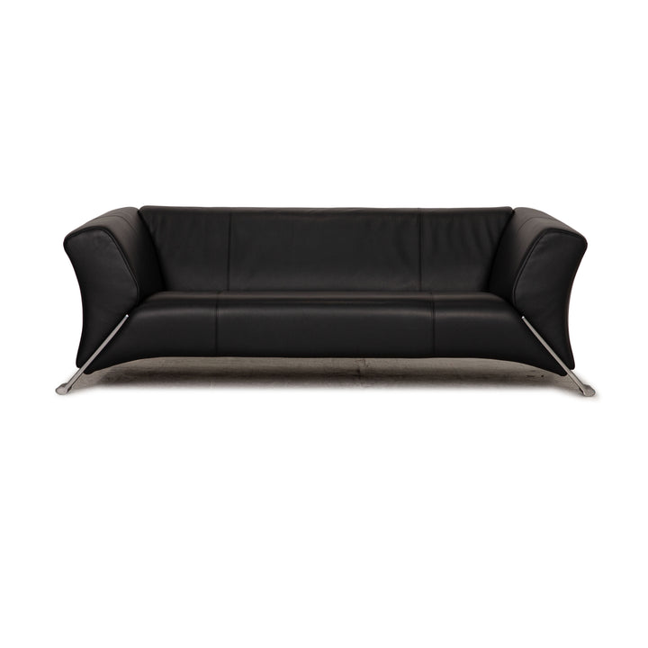 Rolf Benz 322 Dreisitzer Leder Sofa Schwarz Couch