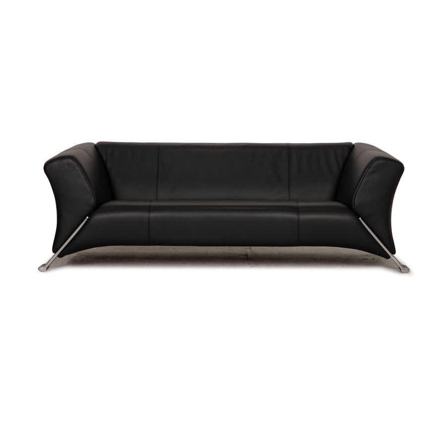 Rolf Benz 322 Dreisitzer Leder Sofa Schwarz Couch