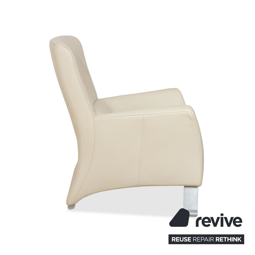 Rolf Benz 322 Leder 2x Sessel Weiß Creme