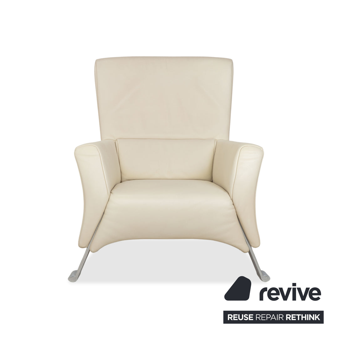 Rolf Benz 322 Leder 2x Sessel Weiß Creme