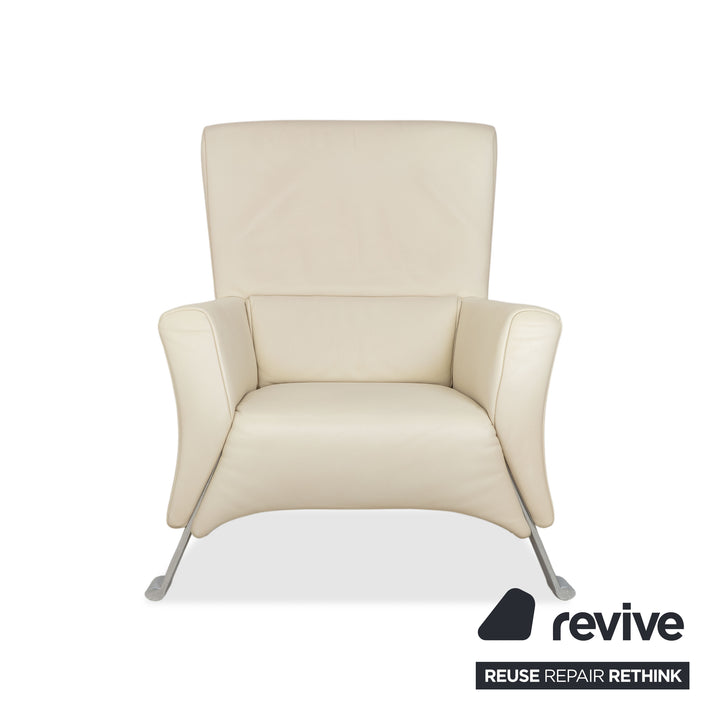 Rolf Benz 322 Leder 2x Sessel Weiß Creme