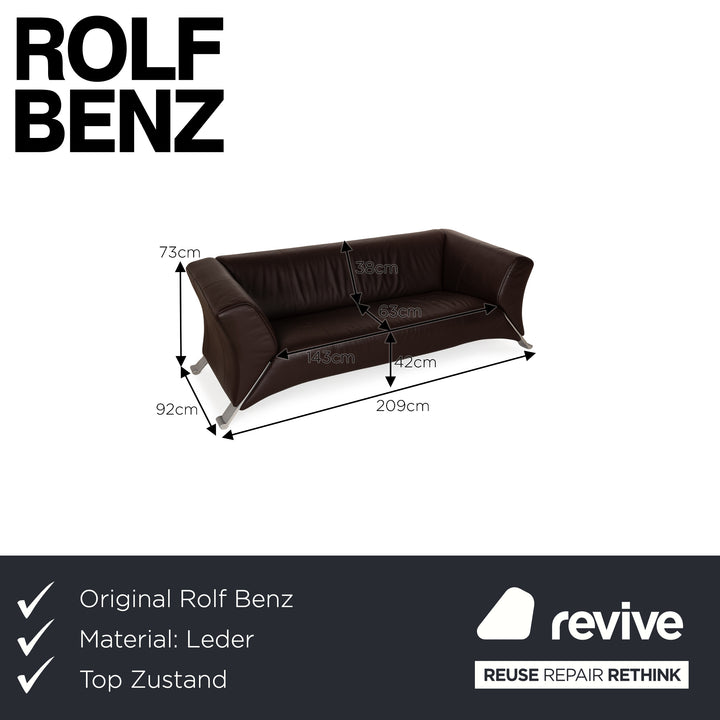 Rolf Benz 322 Leder Dreisitzer Braun Sofa Couch