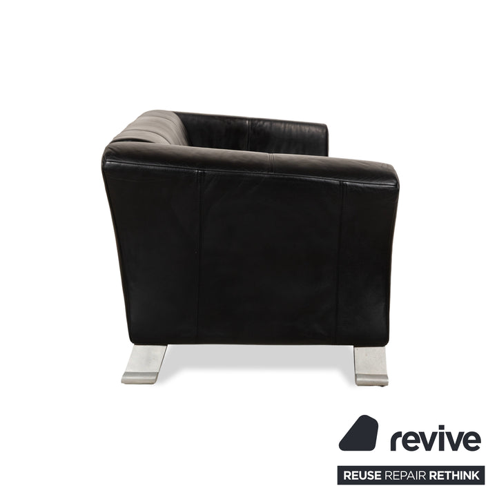 Canapé trois places en cuir noir Rolf Benz 322